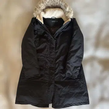 LAUREN 블랙 롱 코트 L 사이즈 퍼 포함