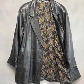 블랙 더블 브레스트 라무 가죽 자켓 블랙 양가죽 큐프라 올 패턴