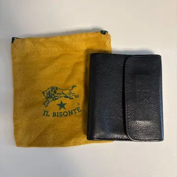 IL BISONTE 블랙 가죽 키케이스 수납 가방 포함