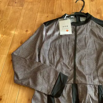 긴팔 티셔츠 원피스 블랙 체크 L 사이즈