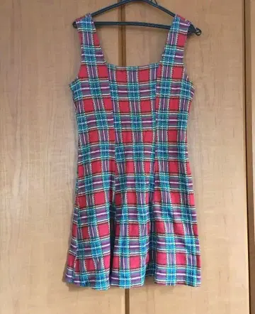 POU DOU DOU 무릎 위 기장 오버롤 스커트 크리스마스 컬러 빈티지