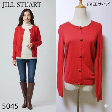 질스튜어트 비쥬 버튼 니트 가디건 빨간색 FREE 사이즈 새상품급