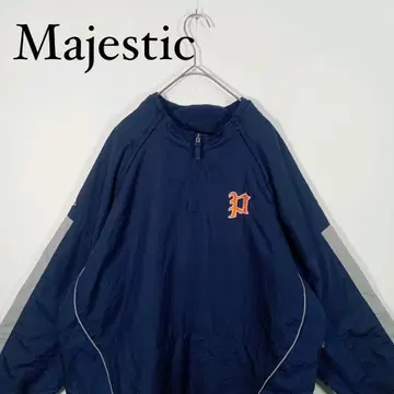 Majestic 네이비 하프 지퍼 나일론 풀오버 자켓 2way