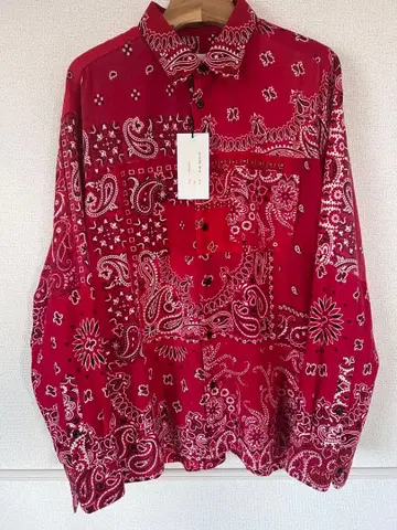 MIYAGI HIDETAKA 빈티지 반다나 셔츠 레드 #2