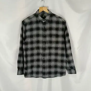 UNIQLO 플란넬 셔츠 옴브레 체크 블랙 그레이 M B3914