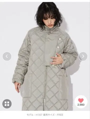그레이 퀼팅 롱 코트 FREE 사이즈