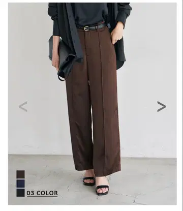새틴 와이드 팬츠 컬러 BR 브라운 XS