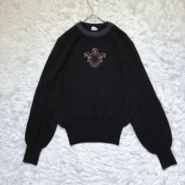 [타이나리사] 긴팔 니트 맨투맨 F 자수 디자인 허리 조임 깔끔한