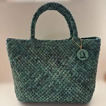 그린 컬러 뜨개질 바스켓백