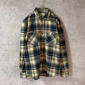 그라데이션 셔츠 옴브레 체크 셔츠 긴팔 아크릴 M 사이즈