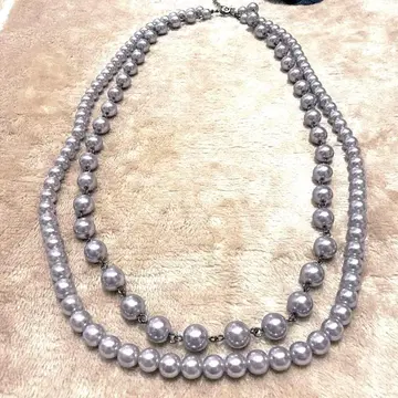 퍼플 펄풍 이중 목걸이