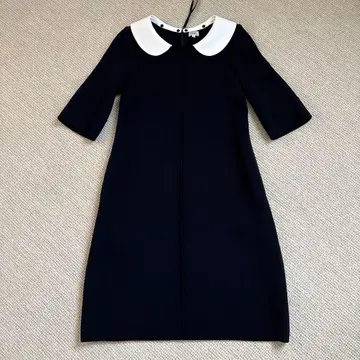 FOXEY BOUTIQUE 카라 부착 네이비 무릎 기장 원피스 40