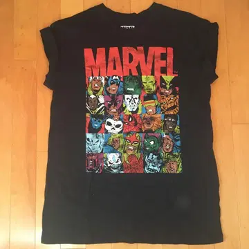MARVEL 캐릭터 콜라주 T셔츠 L 블랙