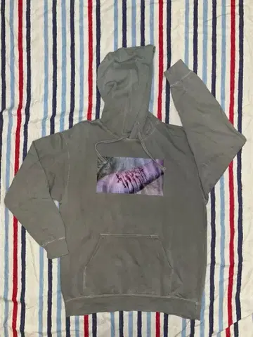 PLEASURES 그레이 후드티 아트 프린트