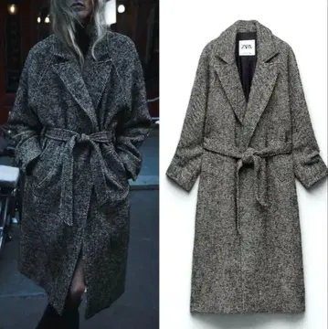 ZARA 헤링본 가운 코트 XS-S