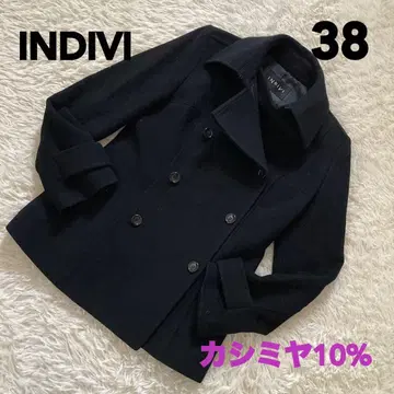 INDIVI 블랙 캐시미어 혼방 P 코트 울 코트 38