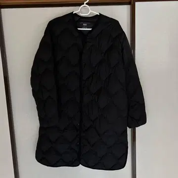 블랙 퀼팅 자켓 롱 기장