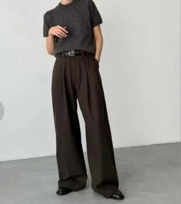 [ canal jean ] 벨트 포함 헤비 트윌 턱 팬츠