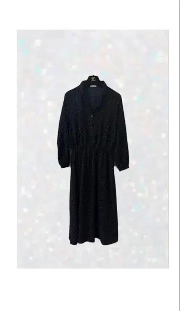 블랙 도트 롱 원피스 L