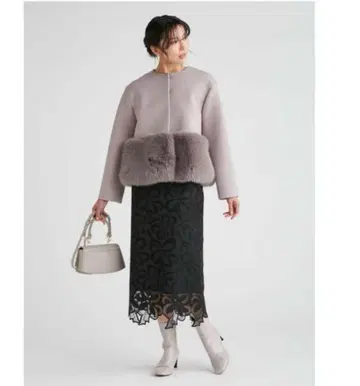 CELFORD 밑단 퍼 분또 블루종 그레이