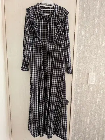 ZARA 체크 무늬 맥시 길이 셔츠 원피스