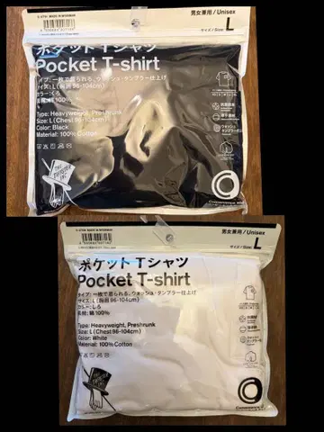 트립스타 포켓 티셔츠 L 사이즈 화이트 블랙 SET