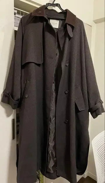 FREAK'S STORE 다크 브라운 롱 코트 트렌치