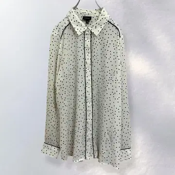 후왓웨어 도트 긴팔 블라우스 겉옷 루즈핏 XL [ a628