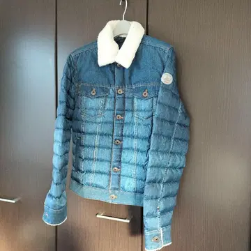 JOTT 데님 블루 플리스 카라 부착 다운 자켓