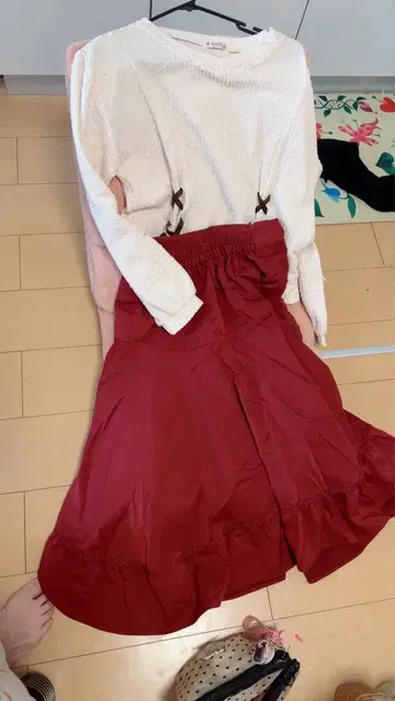 엑시즈팜 리본 포함 캐주얼 셋업