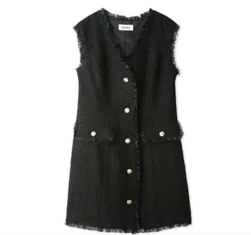 SNIDEL (스나이델) 트위드 베스트 미니 원피스 BLK 블랙