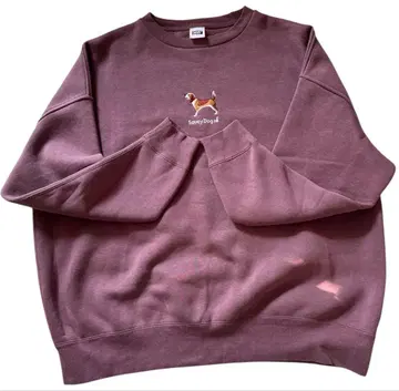 새상품급 Saucy Dog 강아지 맨투맨 L 사이즈 더스티 핑크 비글