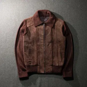 Unknown Vintage 스웨이드 집업 가디건 배색