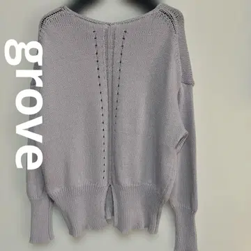 grove 라벤더 코튼 케이블 니트 스웨터 긴팔