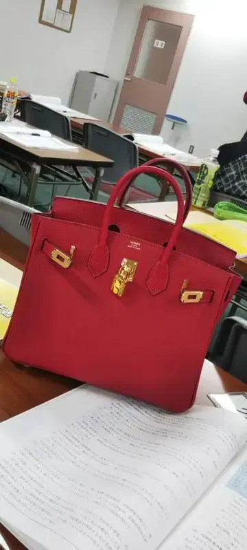 핸드백 토트백 빨간색 레드 보 엡손 25cm 로고 각인 있음 크리스마스