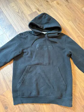 LACOSTE 블랙 후드 부착 후드티 US S