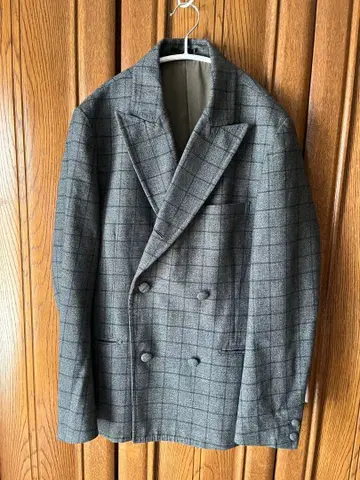 Johnbull 그레이 체크 더블 자켓