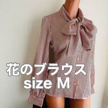 꽃 블라우스 아름다운 실루엣 빅 리본 태국산 광택 긴팔 쉬폰 셔츠