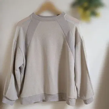 베이지 래글런 슬리브 맨투맨