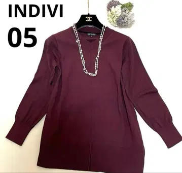 [새상품급] 인디비 니트 보르도 컬러 사이즈 05 V넥 니트