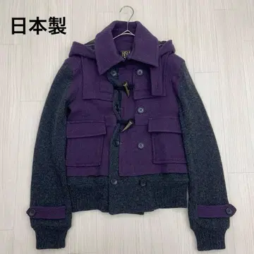 울 이소재 절개 더플 코트 니트 자켓 일본제