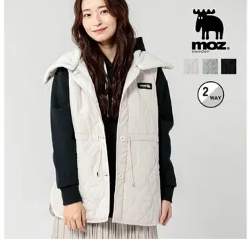 [ moz ] 옷깃 보아 퀼팅 베스트 M 에크루