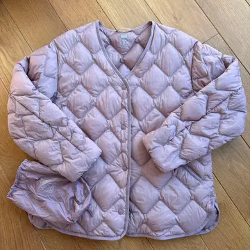 유니클로 울트라 라이트 다운 릴랙스 자켓 M 핑크 노카라