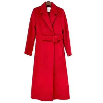 ESTNATION 울 벨티드 롱 코트 레드 36 사이즈