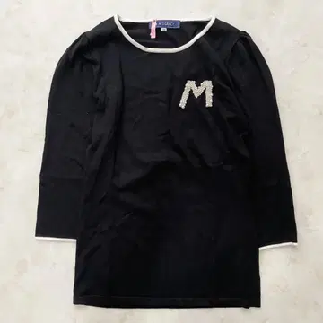 M'S GRACY 니트 스웨터 얇은 소재 펄 장식 바이컬러 38 M