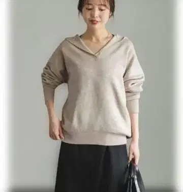 NOBLE 접결 턱 편직 후드 풀오버