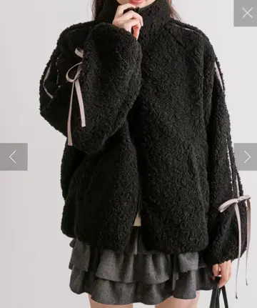 올리브데올리브 소매 리본 보아 블루종