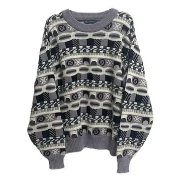 Madame&Mousieur 빈티지 3D 총 패턴 니트 퍼플