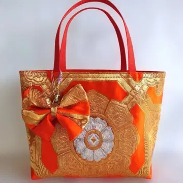 순수 실크 후쿠로 오비 리메이크 토트 백