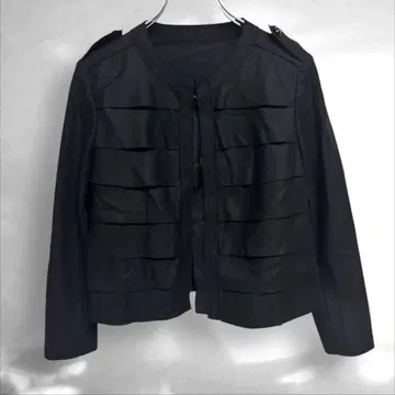 맥피 고급 울 실크 노카라 자켓 셔츠 블랙 M ( D1